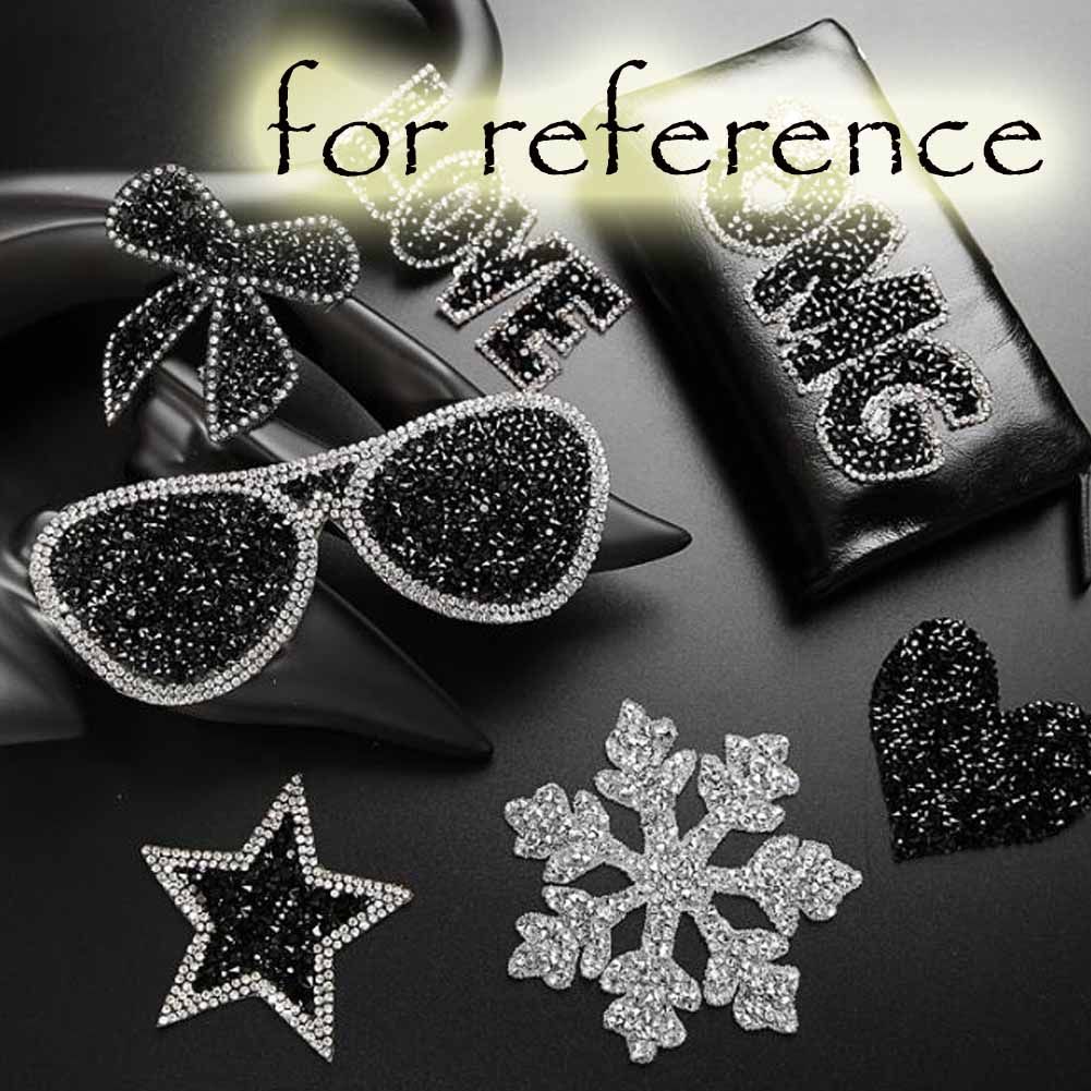 3 Pcs Random Pattern Black Sequin Embroidered Applique Handmade DIY Beaded Rhinestone Applique Patch