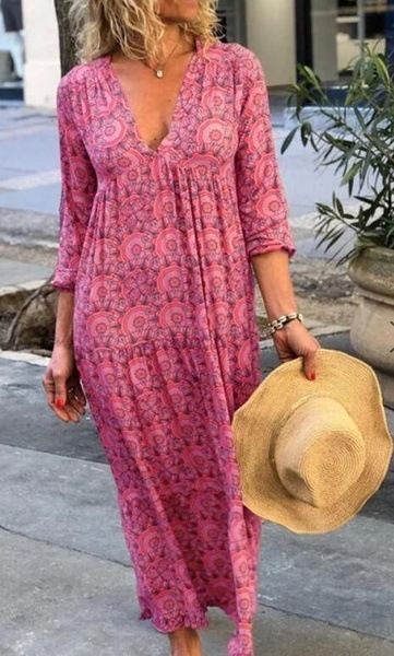 Spring and Autumn Women's Printing New Women's Dress Long Section